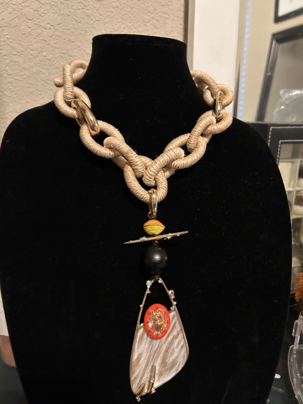Alexis Bitter Bamboo Necklace (Gold) Lucite Pendant